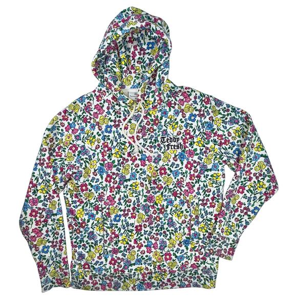 TEDDY FRESH Grandma Floral Print Pull Over Hoodie Unisex Oversized Sz XS - Picture 2 of 10